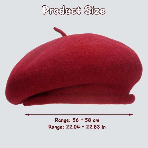 Wool Beret Hat Women Men French Style Handmade Adjustable Gifting - Picture 4 of 6